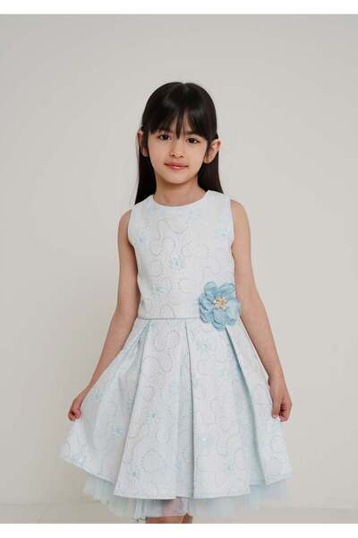 Yola فستان بناتي بدون أكمام ومطوي