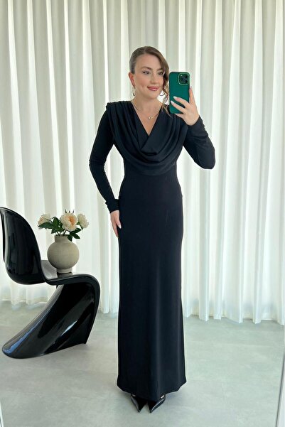MaziButik Degaje Collared Maxi Dress Black