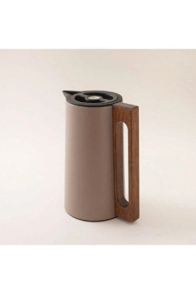 Dallaty Steel vacuum flask flask with wood handle 1L, dark beige