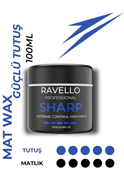 RAVELLO Sharp Mat Wax 100ml – Güçlü Tutuş & Ekstrem Kontrol, Mat Bitiriş Erke...