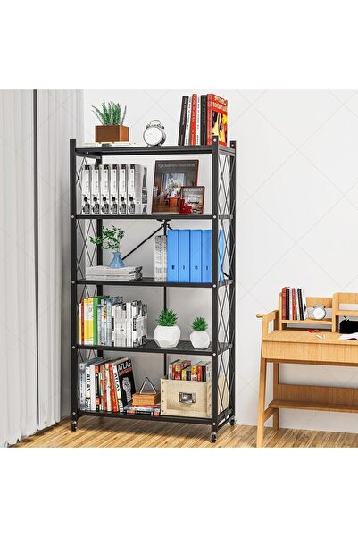 Crestj رف تخزين معدني قابل للطي متعدد الأغراض بخمس طبقات مع عجلات من Generic ...