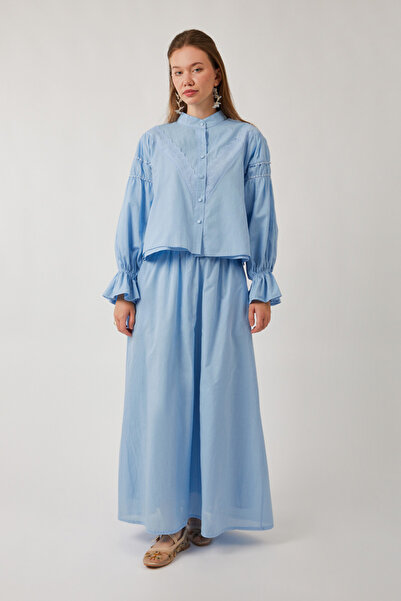 ZÜLAYS Duru Dantelli Gömlek Bebe Mavisi