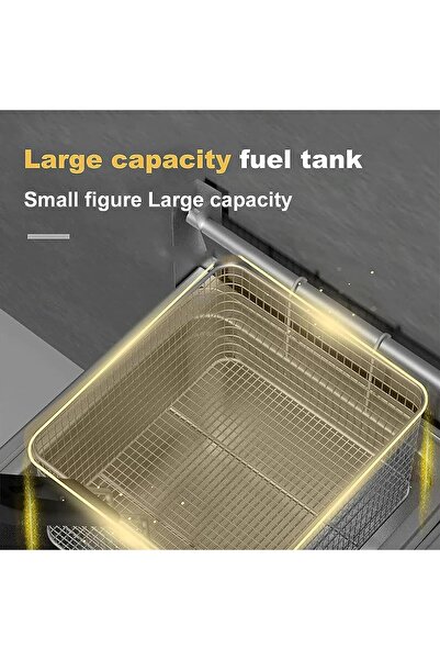 Genaric CENAP Commercial Deep Fryer, Gas Fryer Machine with Lid, 10L*2 Tanks and 2 Baskets, Surrounding 3D F