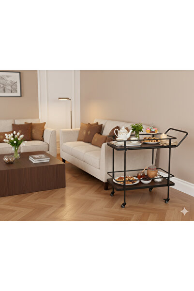private house Modern Elegance Trolley Tea and Coffee Serving Trolley Dark Brown