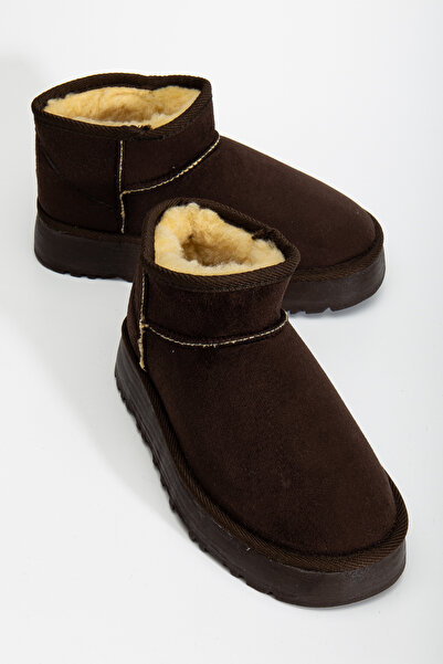 camaiore Acı Kahve Süet Kadın Kürklü Mini Bot