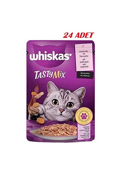 Whiskas Pouch Sos İçinde Somonlu ve Havuçlu Yetişkin Kedi Konservesi 85gr*24 ...