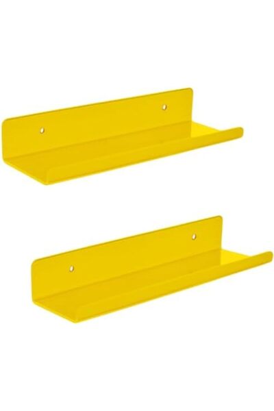 Slasa Yellow Acrylic Floating Wall Shelves by - Set of 2