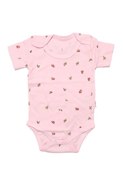 bebegen بدلة قصيرة الأكمام منقوشة باللون الوردي للفتيات الصغيرات