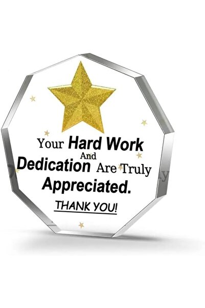 Slasa ديكور سطح المكتب، لوحة أكريليك سداسية الشكل مع نجمة ذهبية، 4 × 4 بوصات