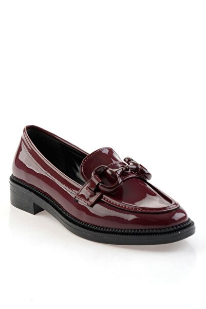 Bambi Bordo Kadın Loafer Ayakkabı K01216401398