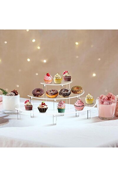 Slasa Acrylic Display Stand, 3-Tier Half Moon Design