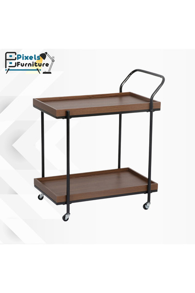 PixelsFurniture Pixel Furniture Rectangular 2-Tier Mobile Tea and Coffee Serving Trolley