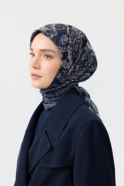 Qef Cotton Scarf Tale Navy Blue