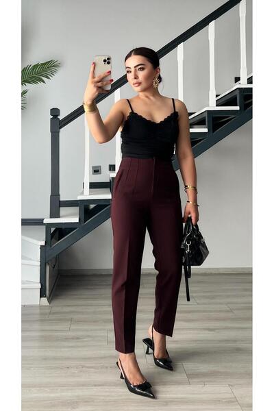 Oslove Burgundy Flatolu Pants