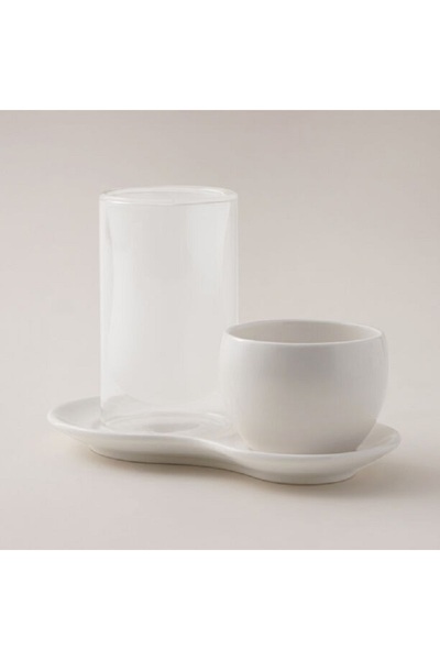 Dallaty glass tea and coffee set 18pcs, white