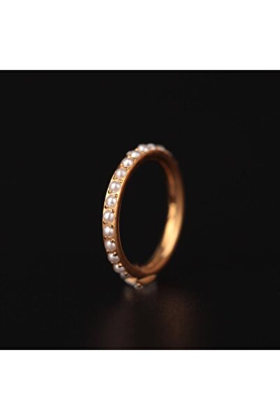 Rupen Kraft 316 L Cerrahi Çelik Sıra İncili Taşlı Zarif Şık Tasarım Halka Piercing