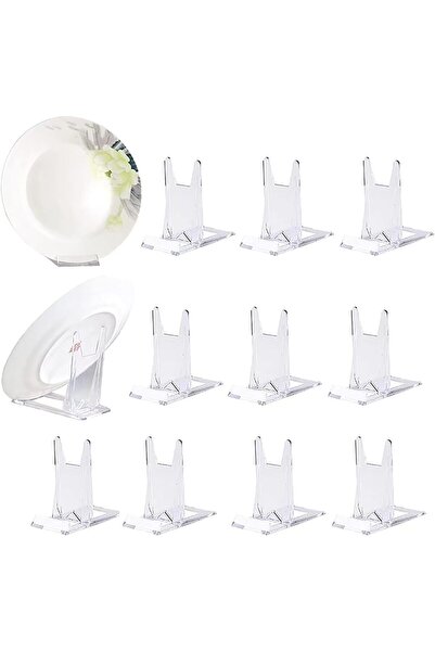 Slasa حاملات أطباق أكريليك شفافة من - عبوة من 10 حوامل عرض قابلة للتعديل للأط...