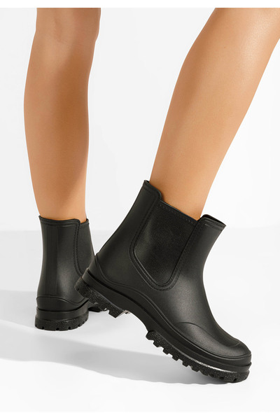 B T Shoes Zariella black rubber boots