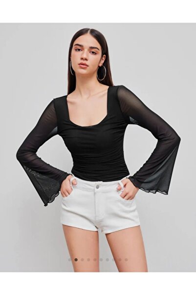 ARDSU Tül İspanyol Kollu File Büzgülü BadySüit