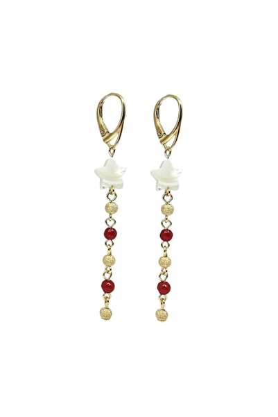 Lexy's Boutique Cercei handmade, din argint 925 placat cu aur 24k, Lexy's Boutique, pietre semipretioase jad, sidef