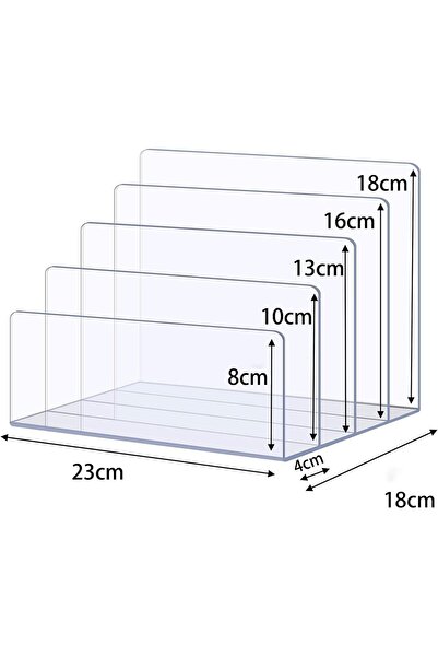 Slasa Transparent Acrylic File Organizer by SLASA, Vertical File Holder with 4 Slots for Office, Polished