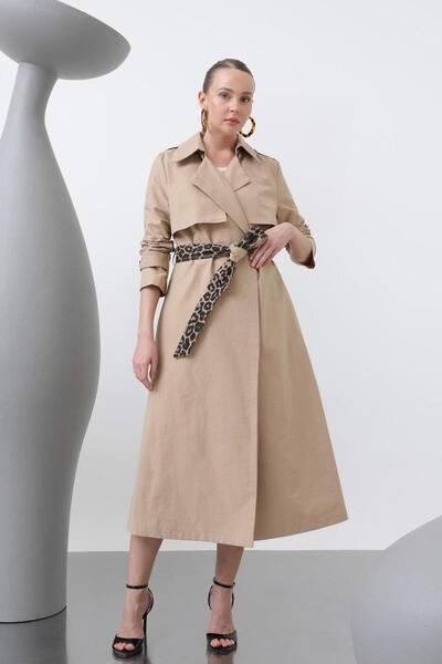 Soul Kadın Leopar Garnili Trench 32113TRC