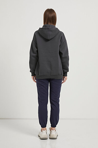 Arma Life Γυναικείο φούτερ με φερμουάρ και κουκούλα καπνιστό oversize