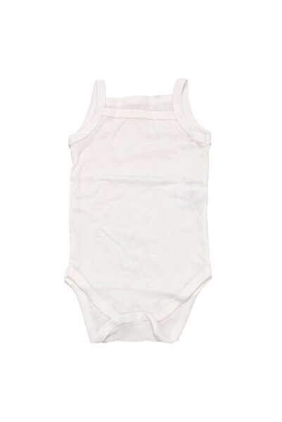 bebegen Baby Girl Ecru Heart Jacquard Rope Strap Bodysuit