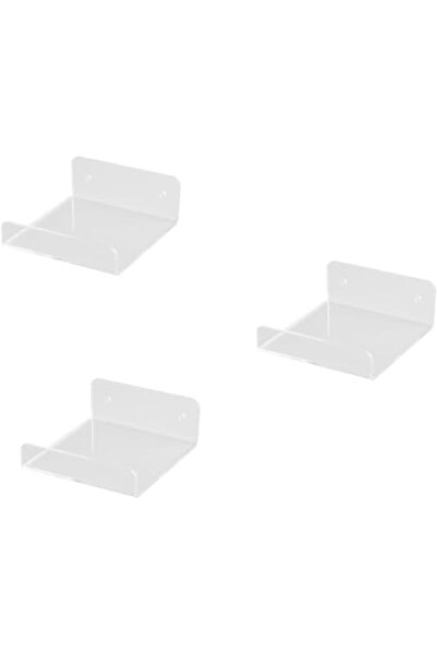 Slasa أرفف حائط عائمة صغيرة، أكريليك شفاف، تصميم على شكل حرف U، بدون حفر، عبوة من 3 قطع