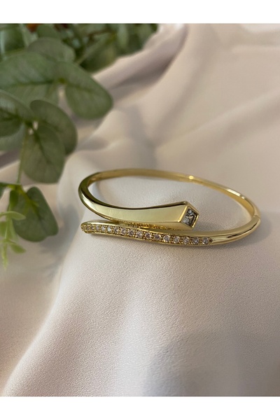 Emira Luxe Accessory Xuping 14k Taşlı Oval Kadın Karamaz Kelepçe Bileklik