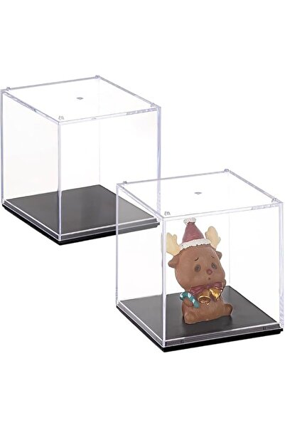 Slasa حافظات عرض أكريليك من قطعتين للمنمنمات (5×5×5 سم) - مقاومة للغبار، شفاف...