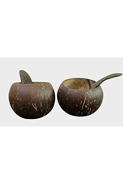 handlycool Coconut Shell Bowls with Coconut shell Spoon- Set of 2,(2 bowls + 2 spoons) 150 ML