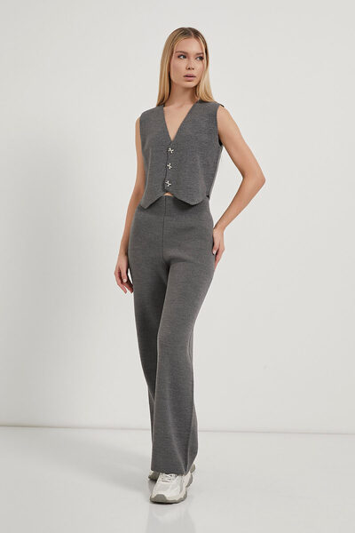 Arma Life Armalife 1194 Button Detail Vest-Tricko Pants Women's Set