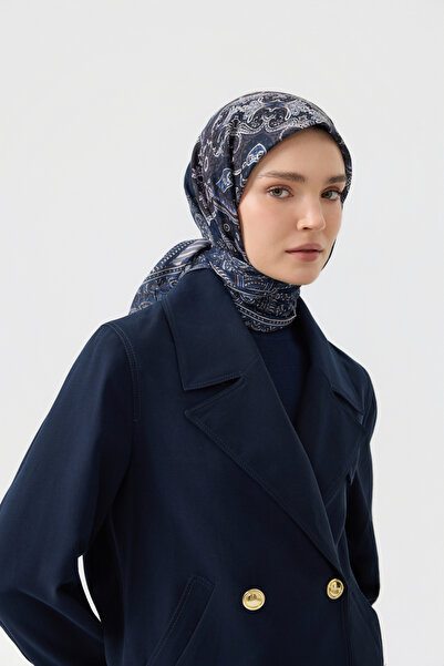 Qef Cotton Scarf Tale Navy Blue