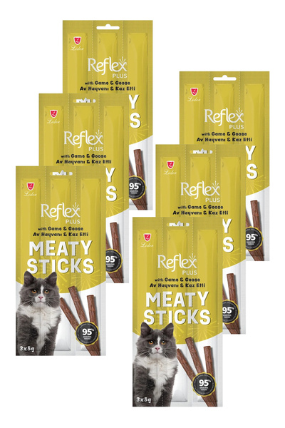 Reflex Meaty Sticks Av Hayvanı ve Kaz Etli Kedi Ödül Çubuğu 3x5gr Altılı Paket