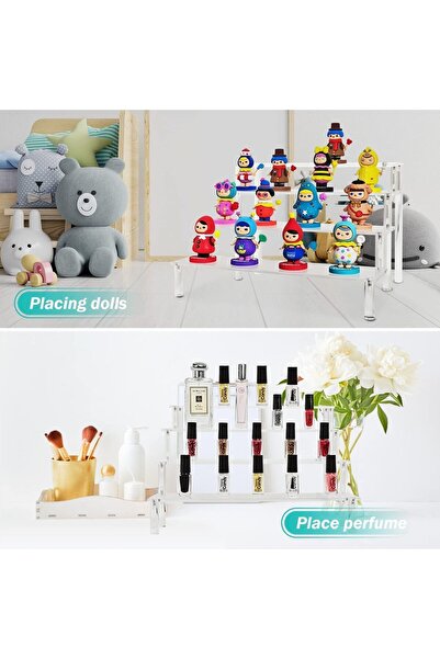 Slasa 4-Tier Acrylic Display Stand by - Transparent Holder for Perfumes, Cupcakes, Candy, Figurines,
