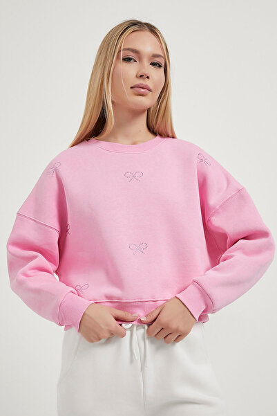 Arma Life Γυναικείο φούτερ με πέτρινο σχέδιο με λαιμόκοψη ροζ