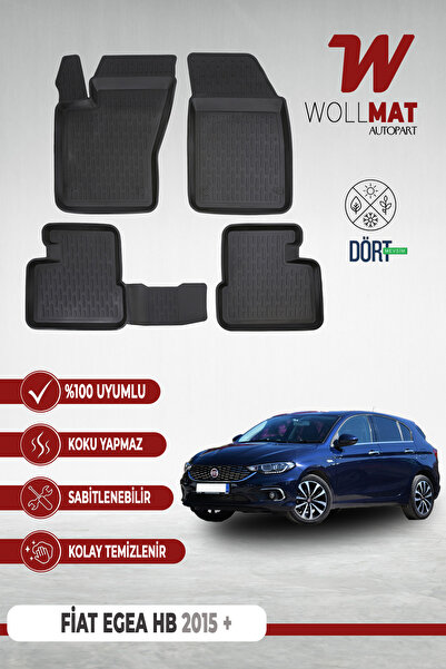 Wollmat Fiat Egea hatcback Uyumlu Paspas 2015 2025 Arası 3d Havuzlu Paspas