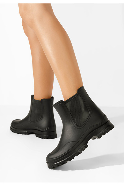B T Shoes Zariella black rubber boots