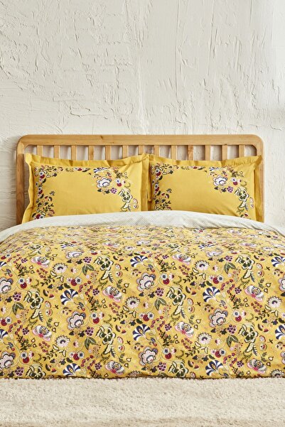 Karaca Home Set de lenjerie de pat de o persoană Lansy galben 100% bumbac