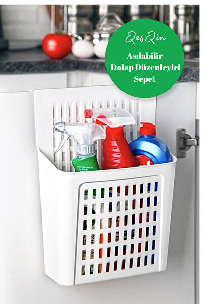 QesQin Pratik Çok Amaçlı Askılı Dolap Içi Deterjanlık Asılabilir Dolap Düzenl...