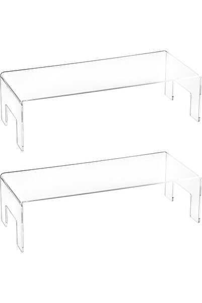 Slasa 2-Pack Clear Acrylic Display Risers 30x12.7x8 cm 5mm Thick Perfume Jewelry