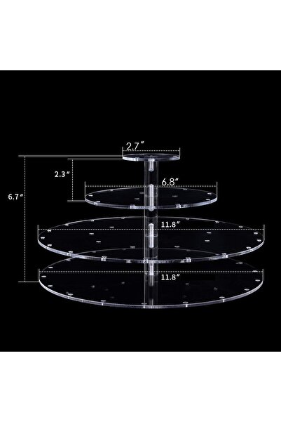 Slasa Transparent Acrylic Cake Pop Display Stand - 3 Layer Circular Stand with 30 Holes for Birthday, Wedd