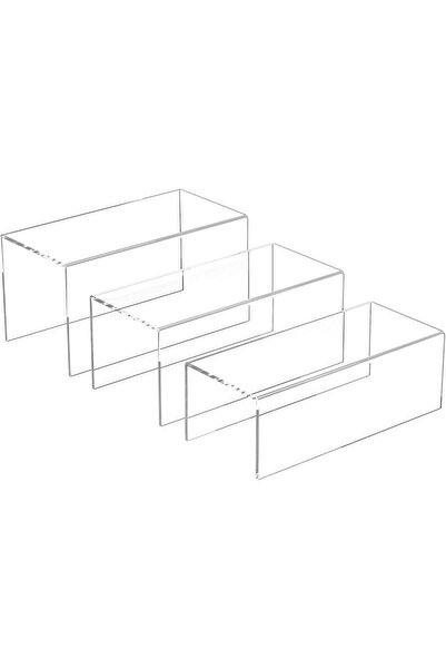 Slasa Acrylic Display Risers – 3-Pack Clear Tiered Shelves for Collectibles P...