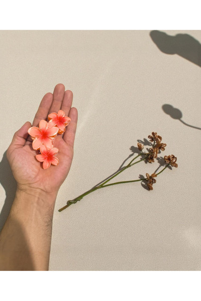 KANİNCHEN مشبك شعر على شكل زهرة اللوتس للنساء، مشبك شعر مثلث ملون (10 سم)