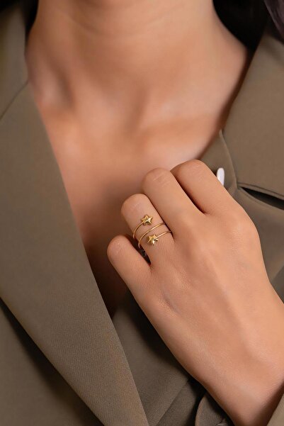 Bayar Gold 14 Ayar Altın İkiz Yıldız Yüzük