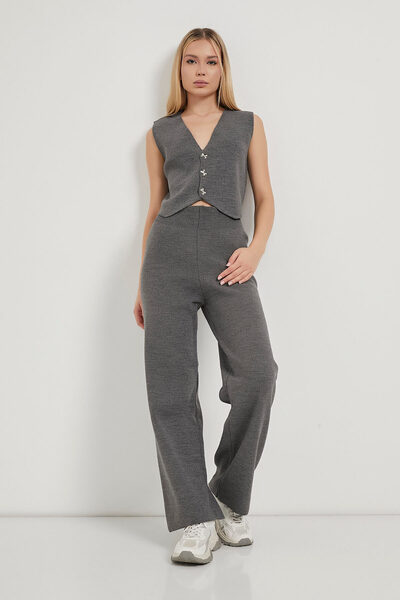Arma Life Armalife 1194 Button Detail Vest-Tricko Pants Women's Set