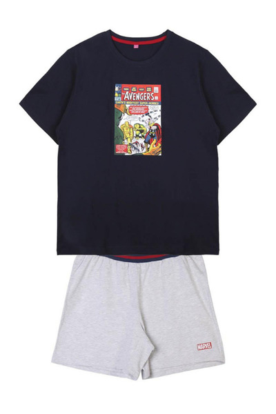AVENGERS Men's short-sleeved pajamas, cotton, multicolor, size S, Avengers, Marvel