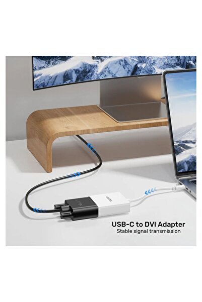 Unitek محول USB-C إلى DVI بدقة 1080 بكسل، توصيل وتشغيل، كابل 15 سم، أبيض | V1429A