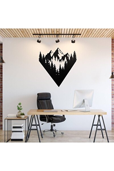 Slasa لوحة جدارية أكريليكية من ماونتن فيو، 58.4×58.4 سم، صورة ظلية طبيعية سود...